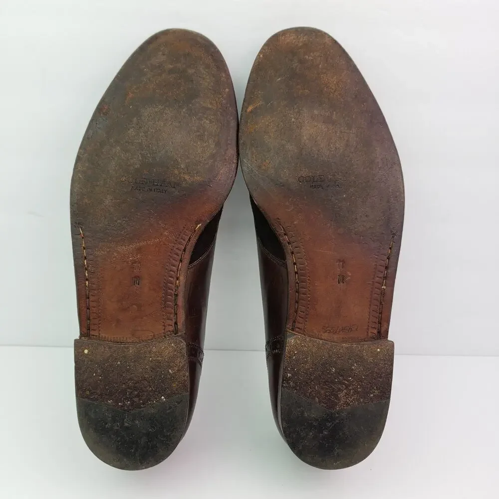 Cole Haan Mens Size 11 Brown Leather Monk Strap Cap Toe Formal Dress Shoes
